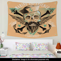 Hipster Skull Sailor Wall Art 144073675