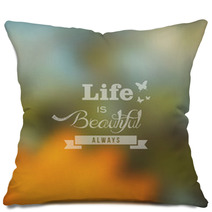 Hipster Summer Landscape Blurred Design Pillows 64689262