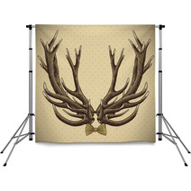 Hipster Vintage Background With Deer Antlers Backdrops 61968480