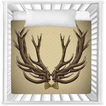 Hipster Vintage Background With Deer Antlers Nursery Decor 61968480