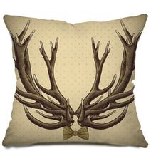 Hipster Vintage Background With Deer Antlers Pillows 61968480