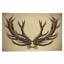 Hipster Vintage Background With Deer Antlers Rugs 61968480