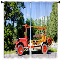 Historical Fire Engine, Czech Republic Window Curtains 18432842