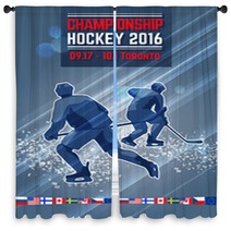 Hockey Concept Poster Template International Championship Window Curtains 129958451