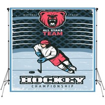 Hockey League Vintage Poster Backdrops 129937984