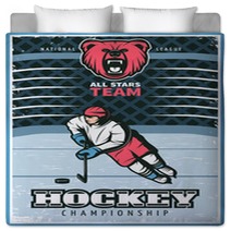 Hockey League Vintage Poster Bedding 129937984