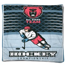 Hockey League Vintage Poster Blankets 129937984