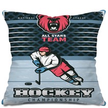 Hockey League Vintage Poster Pillows 129937984
