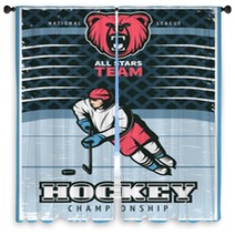 Hockey League Vintage Poster Window Curtains 129937984
