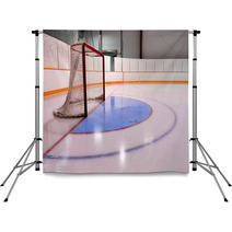 Hockey Or Ringette Net And Crease In The Rink Backdrops 30664439