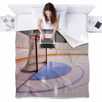 Hockey Or Ringette Net And Crease In The Rink Blankets 30664439