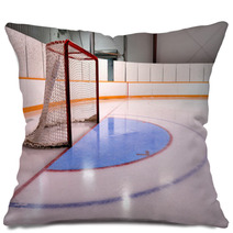 Hockey Or Ringette Net And Crease In The Rink Pillows 30664439