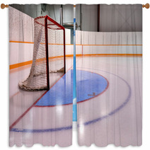 Hockey Or Ringette Net And Crease In The Rink Window Curtains 30664439