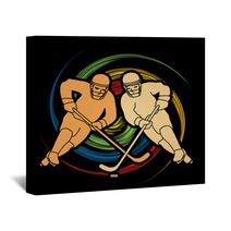 Hockey Player Action Designed On Spin Wheel Background Graphic Vector Wall Art 111571011