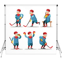 Hockey Player Cartoon Winter Sports Vector Character Illustration Backdrops 144695476