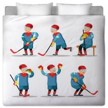 Hockey Player Cartoon Winter Sports Vector Character Illustration Bedding 144695476