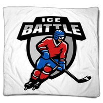 Hockey Player Logo Emblem Blankets 163274186