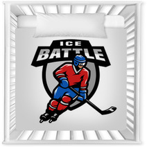 Hockey Player Logo Emblem Nursery Decor 163274186