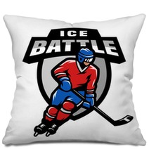Hockey Player Logo Emblem Pillows 163274186