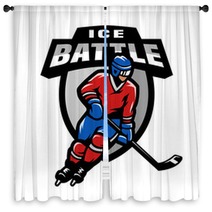 Hockey Player Logo Emblem Window Curtains 163274186