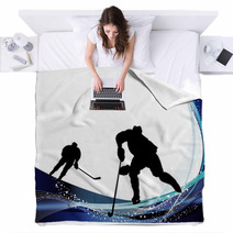 Hockey Player Silhouette Blankets 44971450