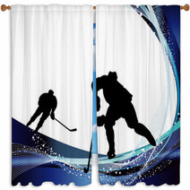 Hockey Player Silhouette Window Curtains 44971450