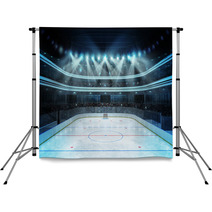 Hockey Stadium With Spectators And An Empty Ice Rink Backdrops 82709766
