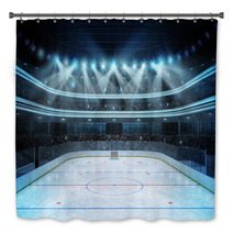 Hockey Stadium With Spectators And An Empty Ice Rink Bath Decor 82709766