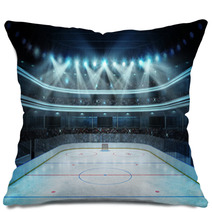 Hockey Stadium With Spectators And An Empty Ice Rink Pillows 82709766