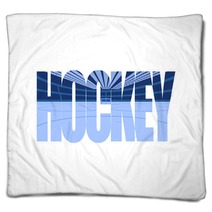 Hockey The Word With The Image Of The Ice Arena Inside Isolated Image In Blue Colors Vector Eps 10 Blankets 238233011