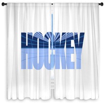 Hockey The Word With The Image Of The Ice Arena Inside Isolated Image In Blue Colors Vector Eps 10 Window Curtains 238233011