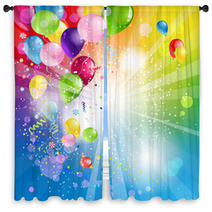 Holiday Backgrund With Balloons Window Curtains 53294305