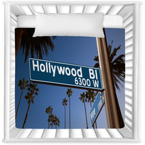 Hollywood Boulevard With Sign Illustration On Palm Trees Nursery Decor 56484508