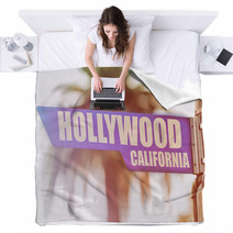 Hollywood California Street Sign Blankets 79266813