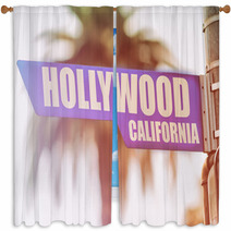 Hollywood California Street Sign Window Curtains 79266813