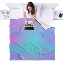 Holographic Iridescent Gradient Of Pink And Blue Abstraction Of Nature Background Blankets 162206539