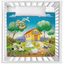 Home With Animals Cartoon And Vector Illustration Nursery Decor 24736786