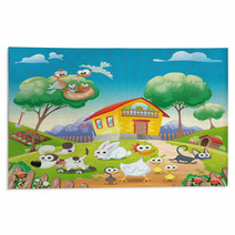 Home With Animals Cartoon And Vector Illustration Rugs 24736786