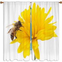 Honeybee And Yellow Flower Window Curtains 62311390