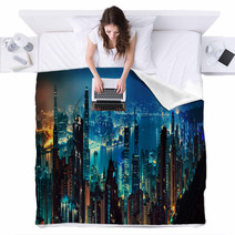 Hong Kong Panorama Blankets 57492611