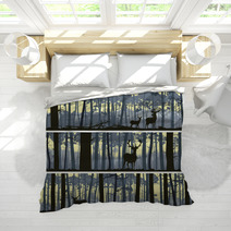 Horizontal Banners Of Wild Animals In Wood. Bedding 56357197
