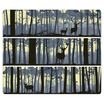 Horizontal Banners Of Wild Animals In Wood. Rugs 56357197