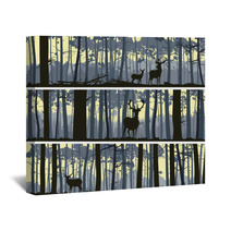 Horizontal Banners Of Wild Animals In Wood. Wall Art 56357197