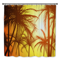 Horizontal Illustration Silhouettes Of Palms. Bath Decor 62056825