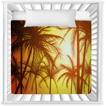 Horizontal Illustration Silhouettes Of Palms. Nursery Decor 62056825