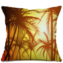 Horizontal Illustration Silhouettes Of Palms. Pillows 62056825