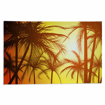 Horizontal Illustration Silhouettes Of Palms. Rugs 62056825
