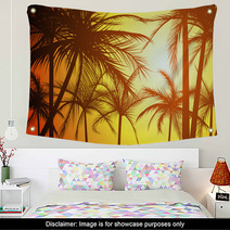 Horizontal Illustration Silhouettes Of Palms. Wall Art 62056825
