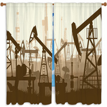 Horizontal Illustration With Units For Oil Industry. Window Curtains 64472106
