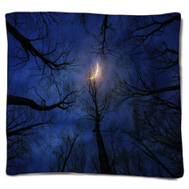 Horror Forest With Moon At Night Blankets 133640480